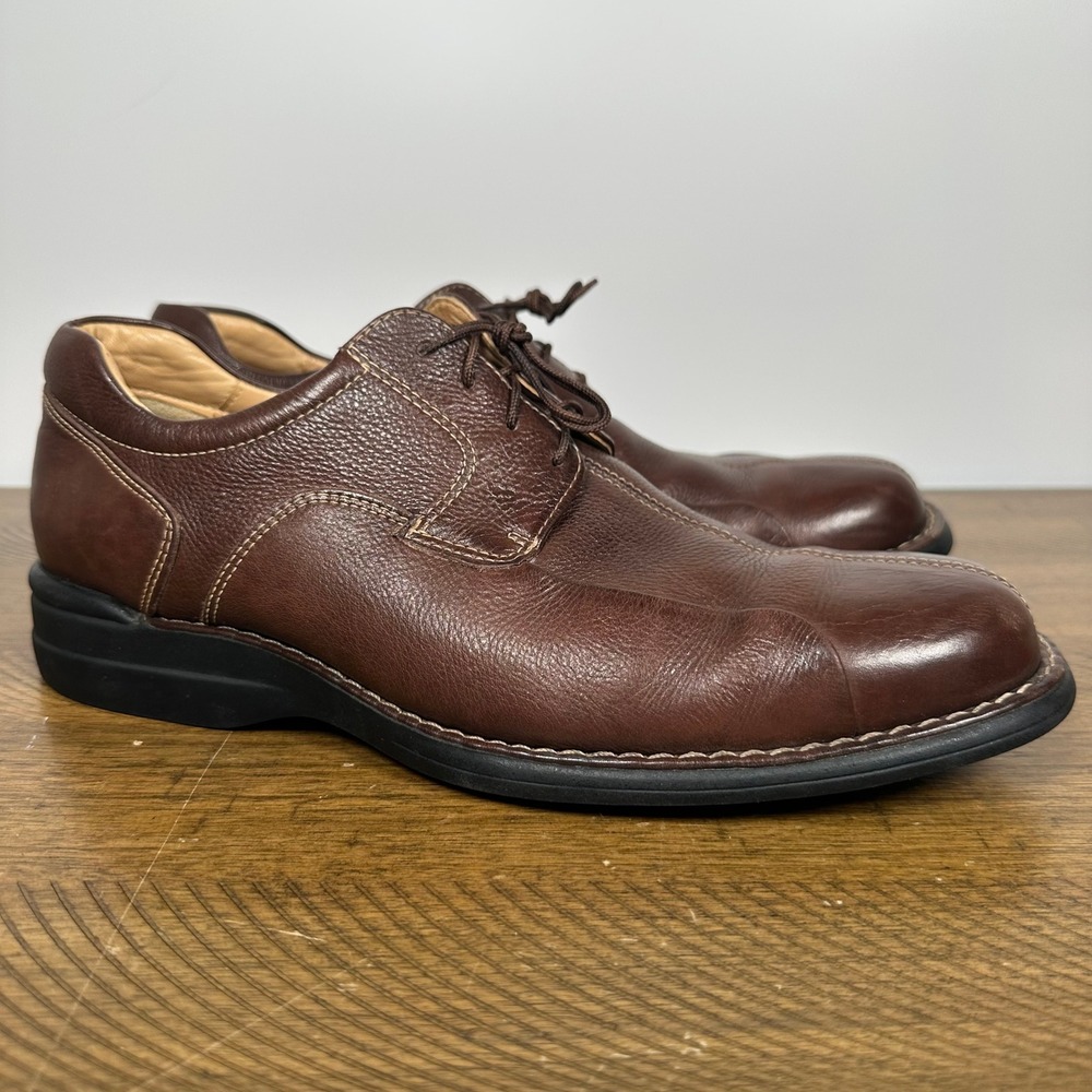 Johnston & Murphy Shoes Mens 10 Brown Leather Shuler Bicycle Toe Oxford Brazil
